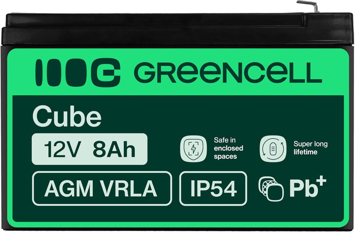 Green Cell® AGM 12V 8Ah Akku Vlies Batterie VRLA Blei Batterie Bleiakku Ersatzakku Akkubatterie Vers