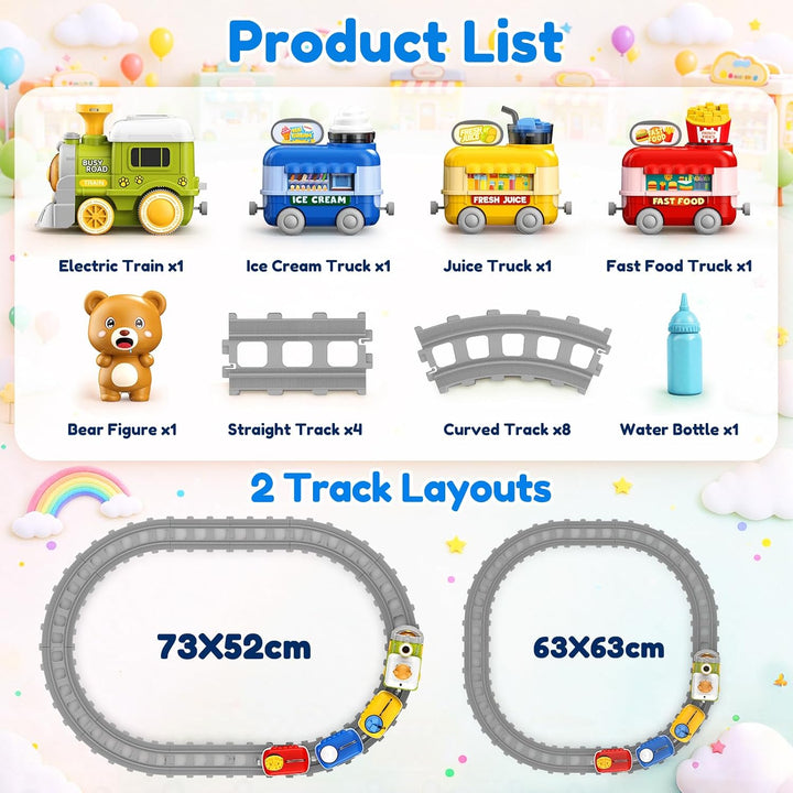 Elektrische Eisenbahn Set für Kinder mit Dampf, Musik &amp; Licht