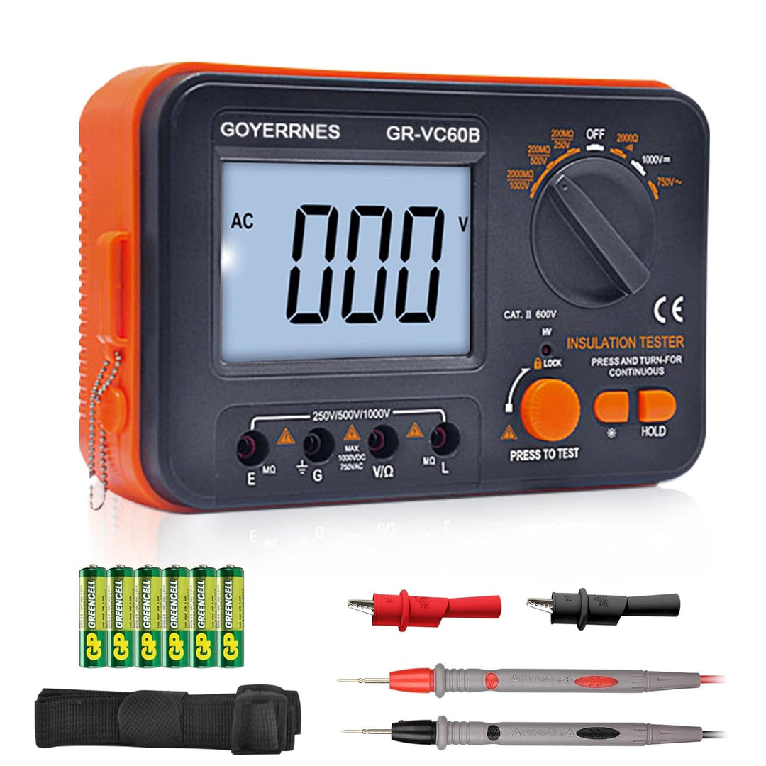 Isolationswiderstandstester Digitales Ohmmeter Megohmmeter GR-VC60B+ DCV Megohmmeter Spannungsprüfer