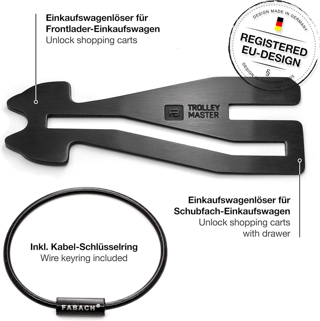 FABACH Trolley Master Stainless Steel Series - Edelstahl Einkaufswagenlöser Schlüsselanhänger für AL