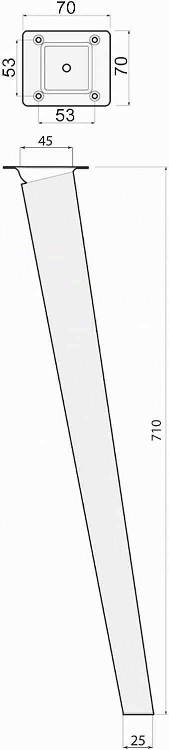 Sossai® Holz-Tischbeine - Clif Square | Öl-Finish | Höhe: 71 cm | HMF4 | eckig, konisch (schräge Aus