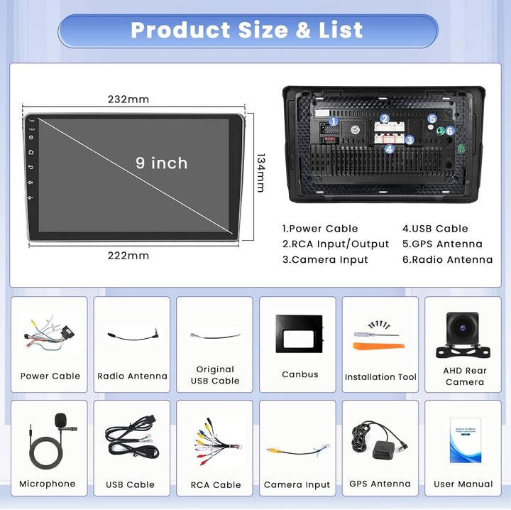 Hikity 8 core 4+64GB Android 15 Autoradio für Citroen Berlingo 2015-2018/Peugeot Partner 2008-2019 R