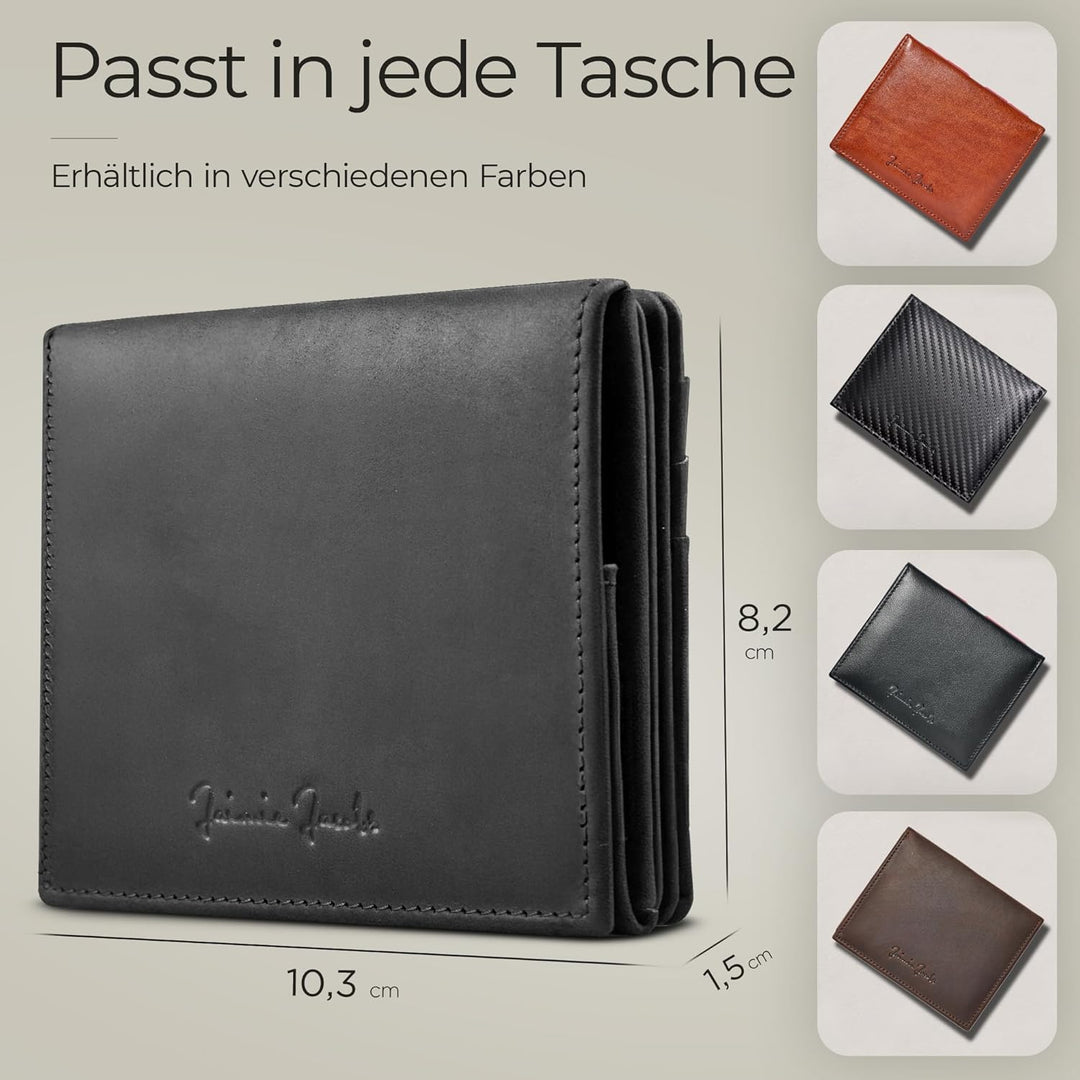 Jaimie Jacobs Flap Boy AirTag Edition Magic Wallet mit Münzfach Echtleder (Büffelleder Schwarz), B&#