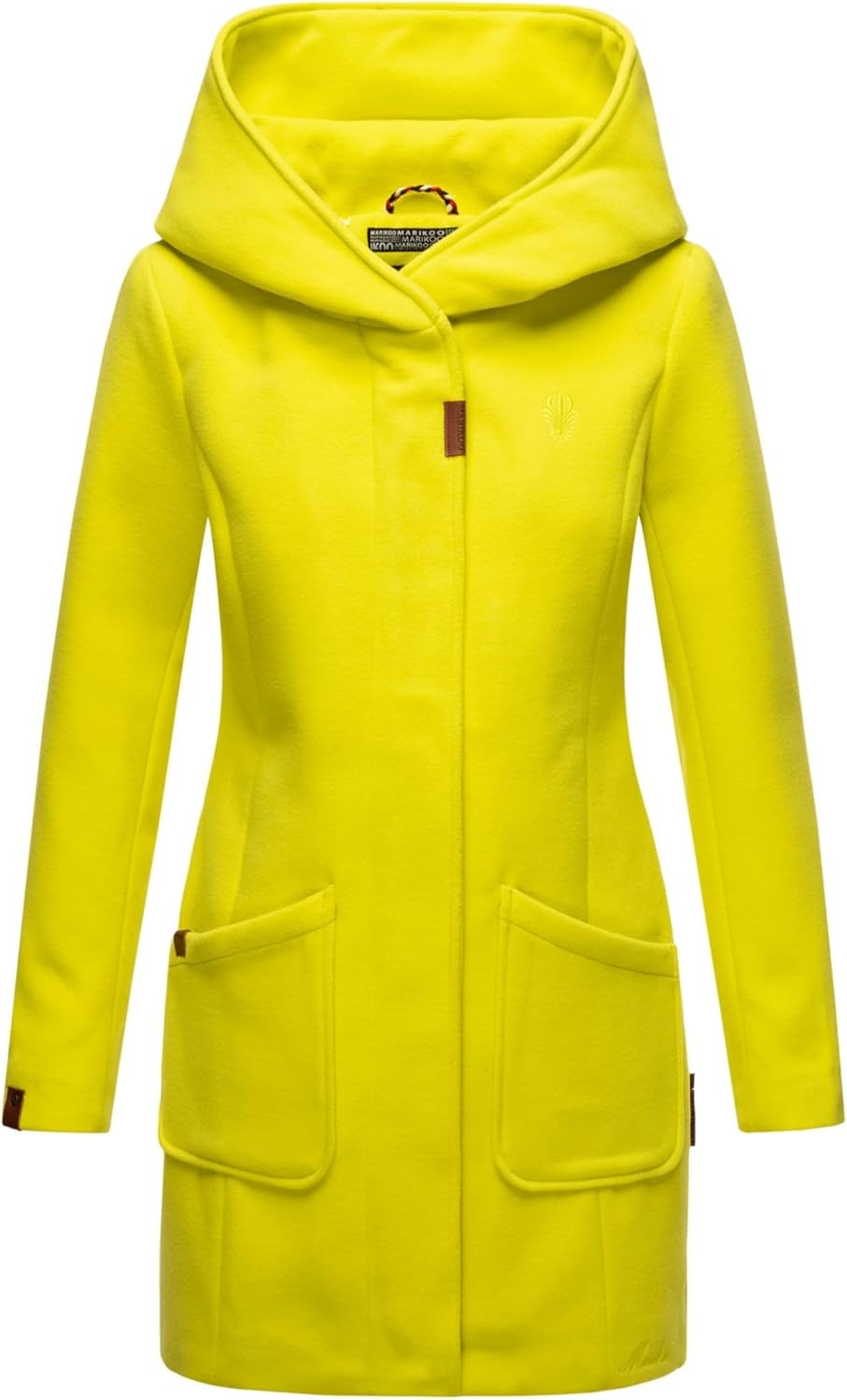 MARIKOO Damen Mantel Trenchcoat Wintermantel Übergangs Jacke Parka Lang B819 XS Lime-Green, XS Lime-
