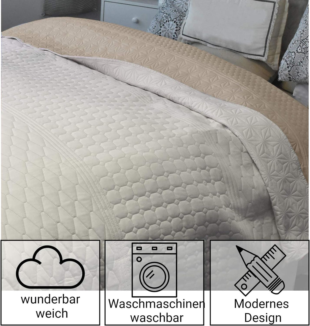 HOMELEVEL Tagesdecke Bett & Sofaüberwurf Bettüberwurf Sofa Tages Decken Betthusse XXL Decke Überwurf