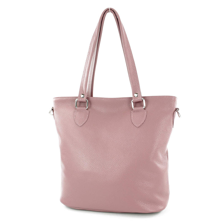 modamoda de - T215 - Italienische Ledertasche Shopper Large Altrosa, Altrosa