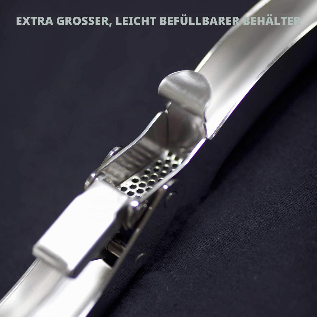 MANNKITCHEN Edelstahl Knoblauchpresse - Robust, Professionelle Qualität, Doppelhebel-Unterstützt Mit