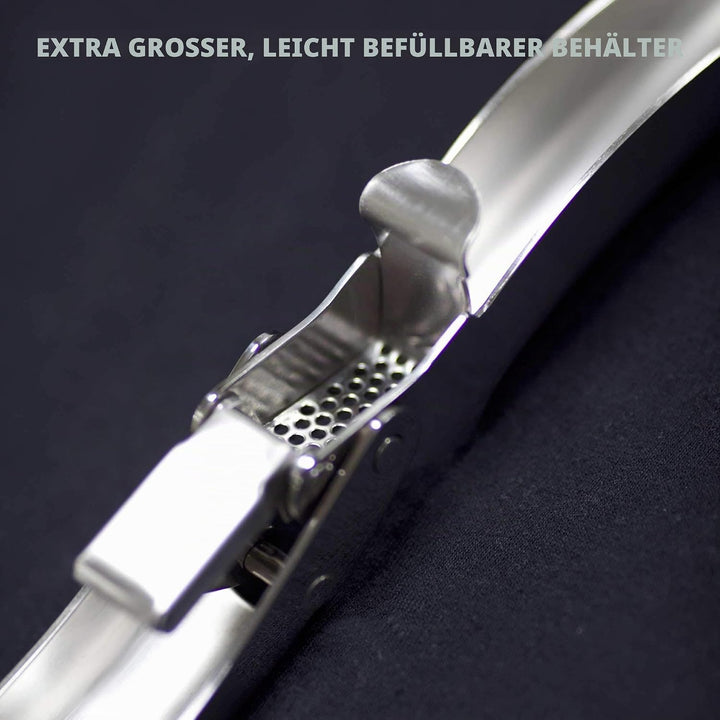 MANNKITCHEN Edelstahl Knoblauchpresse - Robust, Professionelle Qualität, Doppelhebel-Unterstützt Mit