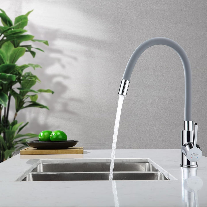 Küchenarmatur mit Flexibler Silikonschlauch, Auralum Hochdruck Wasserhahn Küche, Armatur Küche 360°