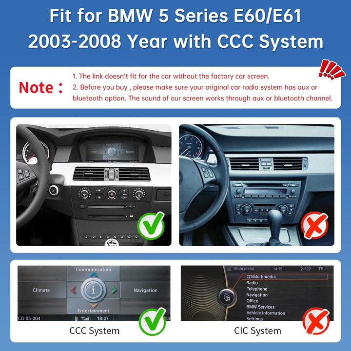 Road Top Autoradio 12,3 Zoll CarPlay Bildschirm für BMW 5er E60/E61 mit CCC | für BMW 5er E60/E61 mi