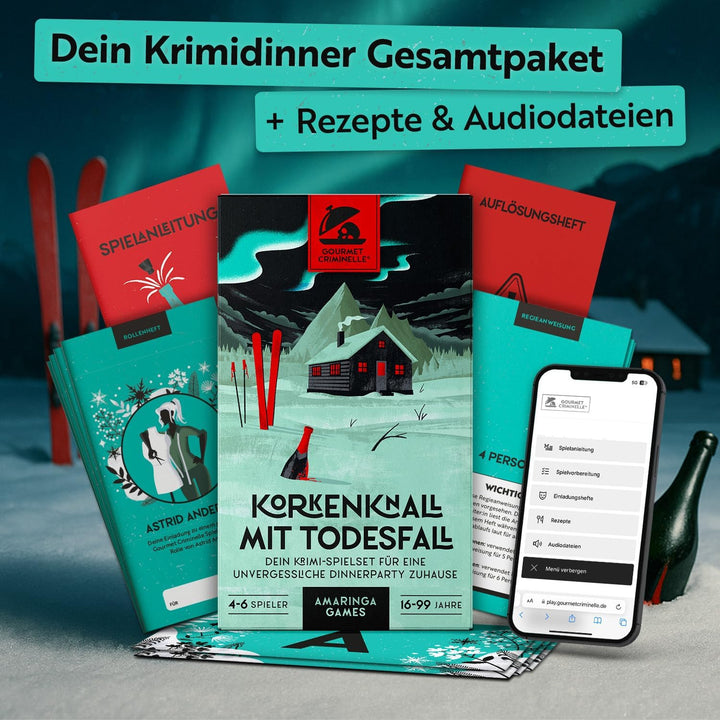 Gourmet Criminelle® Krimidinner für zuhause I 4-6 Personen | Mysteriöser Mordfall Korkenknall mit To