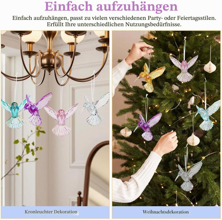 NUOBESTY 6 Stück Bunte Acryl Vogel Anhänger Irisierende Vogel Deko Sicherer Filigran und Elegant für