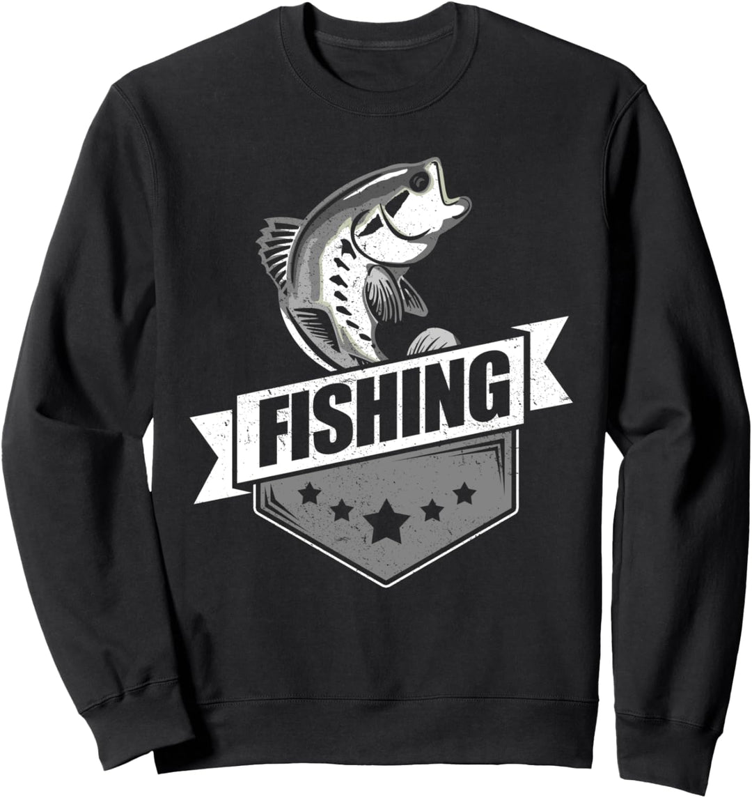 Angler Motiv mit Fisch und Angelrute Geschenk Angeln Sweatshirt
