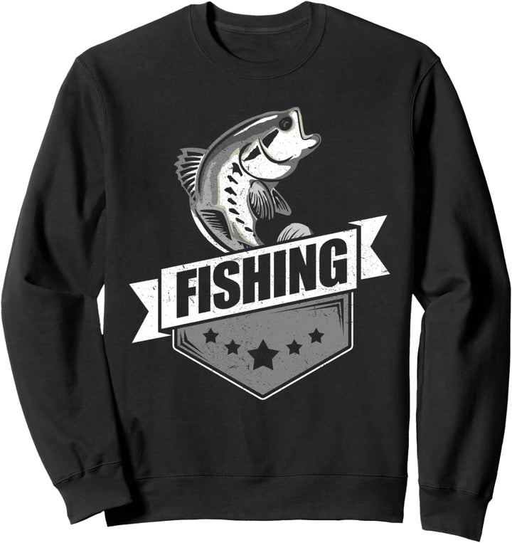 Angler Motiv mit Fisch und Angelrute Geschenk Angeln Sweatshirt
