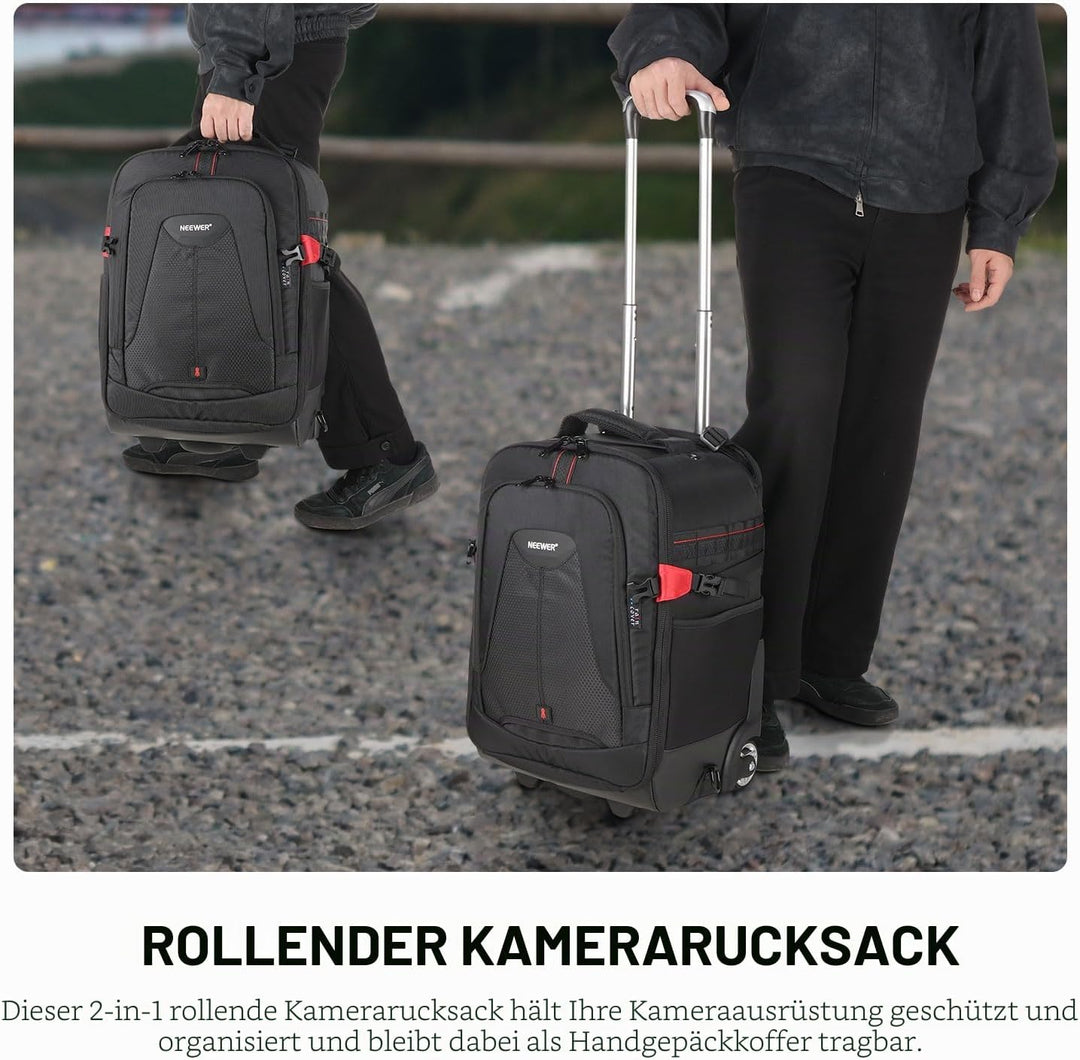 Neewer 2-in-1 rollend Kamera Rucksack Trolley Hülle Anti Schock Abnehmbare gepolsterte Fach, verstec
