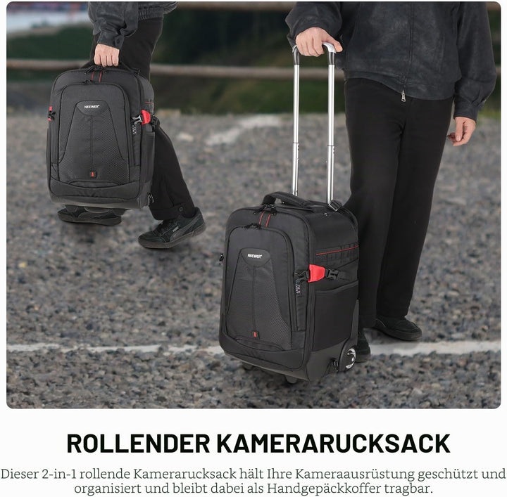 Neewer 2-in-1 rollend Kamera Rucksack Trolley Hülle Anti Schock Abnehmbare gepolsterte Fach, verstec