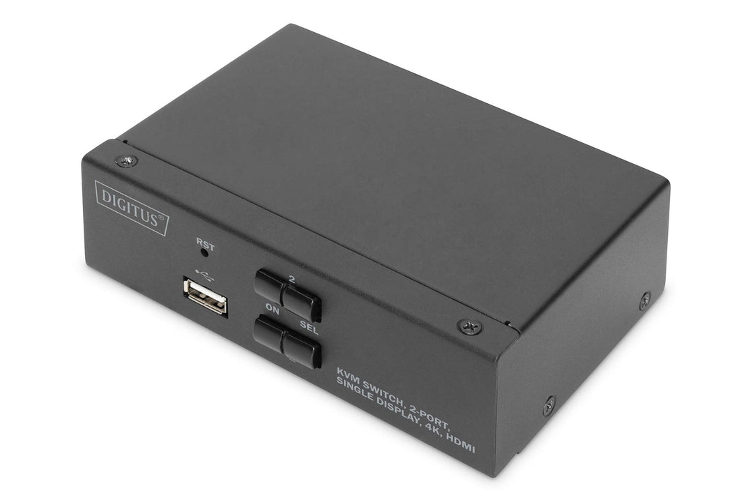 DIGITUS KVM-Switch HDMI – 2-Port Single-Display – 2 PC 1 Monitor – 1x Maus, Tastatur &amp; Audio für 2 C