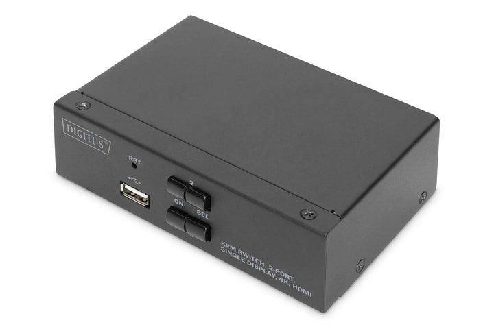 DIGITUS KVM-Switch HDMI – 2-Port Single-Display – 2 PC 1 Monitor – 1x Maus, Tastatur &amp; Audio für 2 C