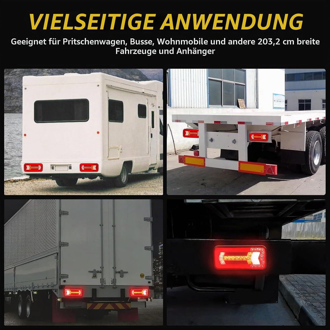 AOHEWEI 2 Stück Anhänger-Rückleuchten 12V/24V Superhelle wasserdichte Blinker Bremslichter Rücklicht