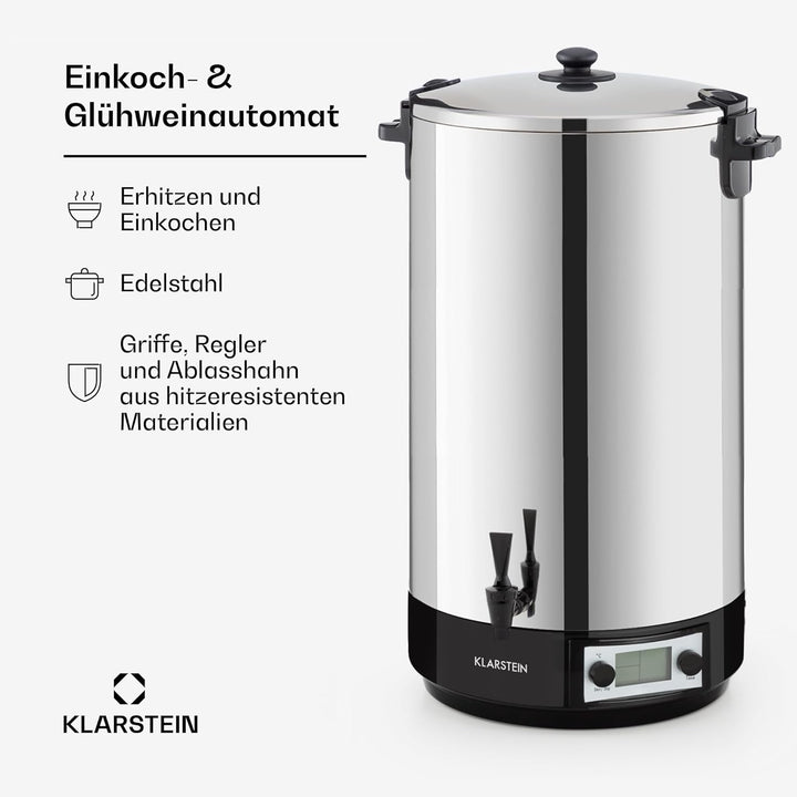 Klarstein KonfiStar 60 Digital Einkochautomat Einkochtopf Einkocher Heissgetränkespender,60 Liter, 2