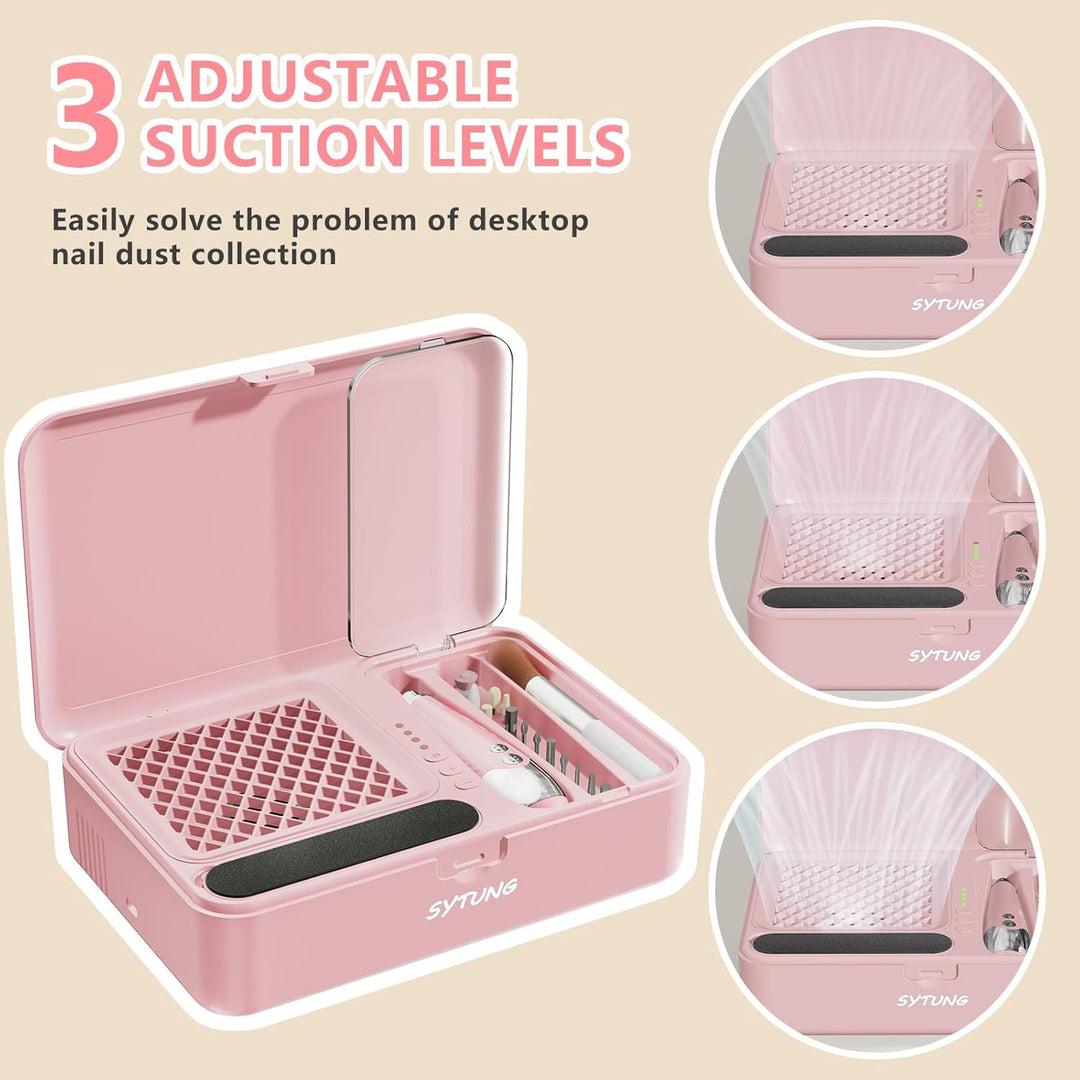 Nagelfräser mit Absaugung-15000U/min, Vakuum-Nagelventilator-Staubsammler mit wiederverwendbarem Fil
