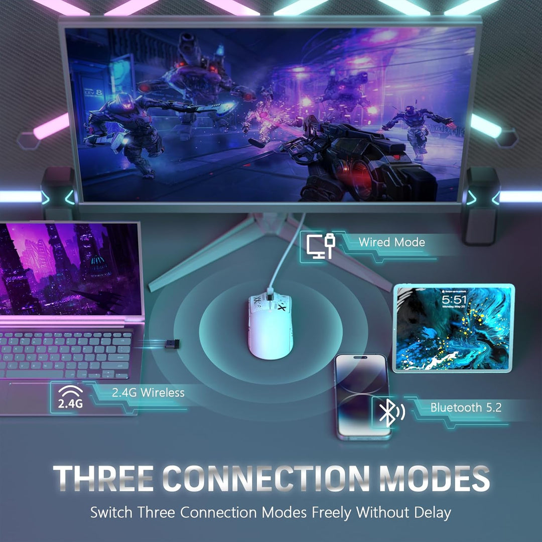 LexonElec x Attack Shark X11 Kabellose Gaming-Maus mit RGB Magnetische Ladestation, PixArt PAW3311-S
