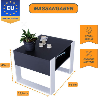 CraftPAK Wohnzimmer Tisch für Couch aus hochwertigem Holz, Stabiler & moderner Couchtisch mit zusätz