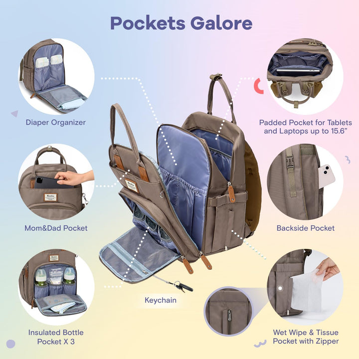 RUVALINO Wickeltaschen-Rucksack, multifunktionaler Reiserucksack, Umstands-Baby-Wickeltaschen, Wicke