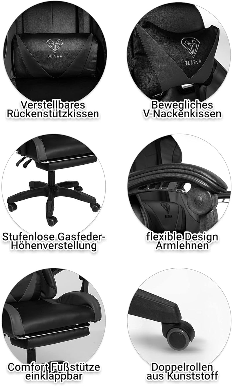 Trisens Gaming Stuhl Home Office Chair Racing Chefsessel Bürostuhl Sportsitz Büro Stuhl,