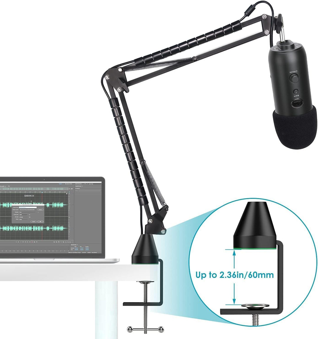YOUSHARES Blue Yeti Mikrofon Arm - Mikrofonhalter mit Schaum stoffabdeckung Mikrofonarmhalter Pop Fi
