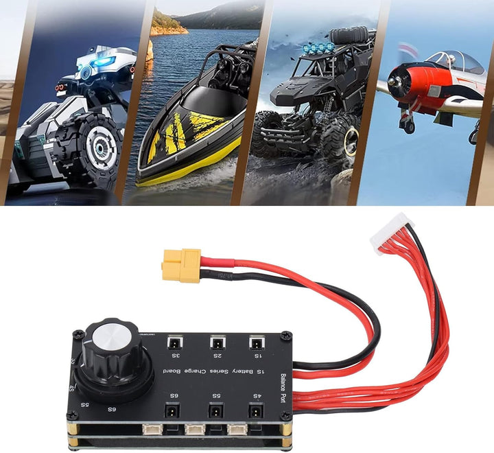 6-Kanal LiPo Batterie Balancer Ladeplatine 1S mit PH2.0- und BT2.0-Anschlüssen und drehbarem Schalte