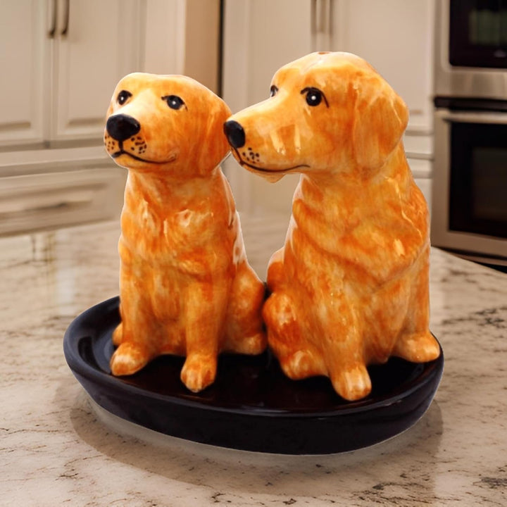 Keramik Salz und Pfefferstreuer Set mit Hundemotiv (Golden Retriever)
