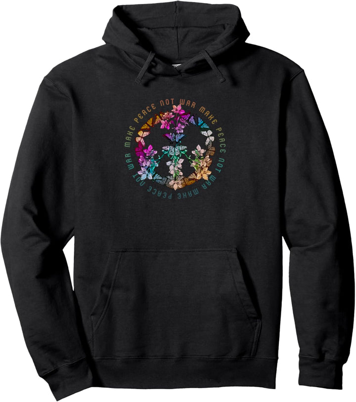 Peace Zeichen - Friedenszeichen mit Schmetterlingen Pullover Hoodie