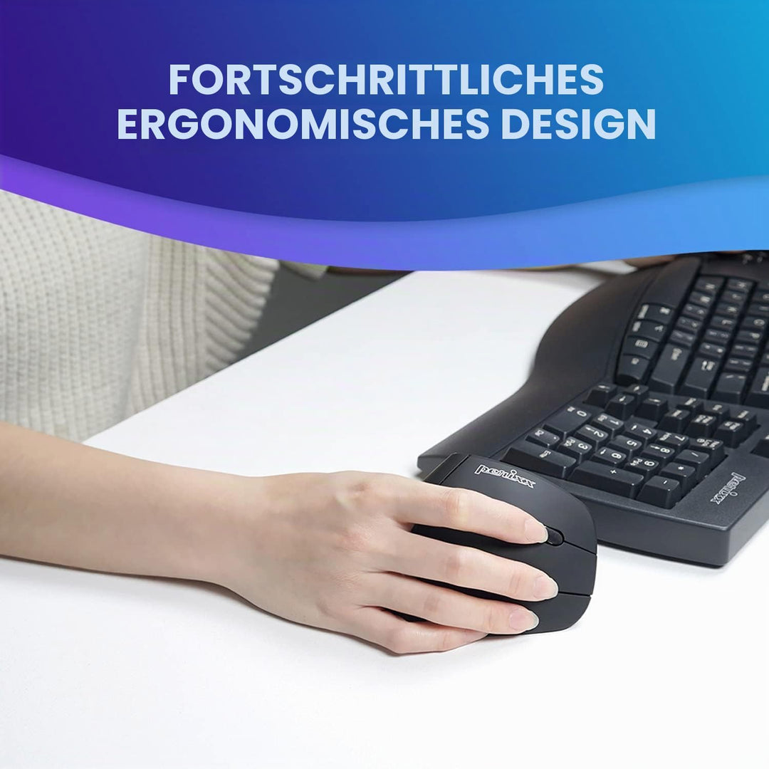 Perixx PERIMICE-715 II Ergonomische Vertikale Maus Kabellos 2,4 GHz ohne Kabel - Funk 2, 4 Ghz, ohne