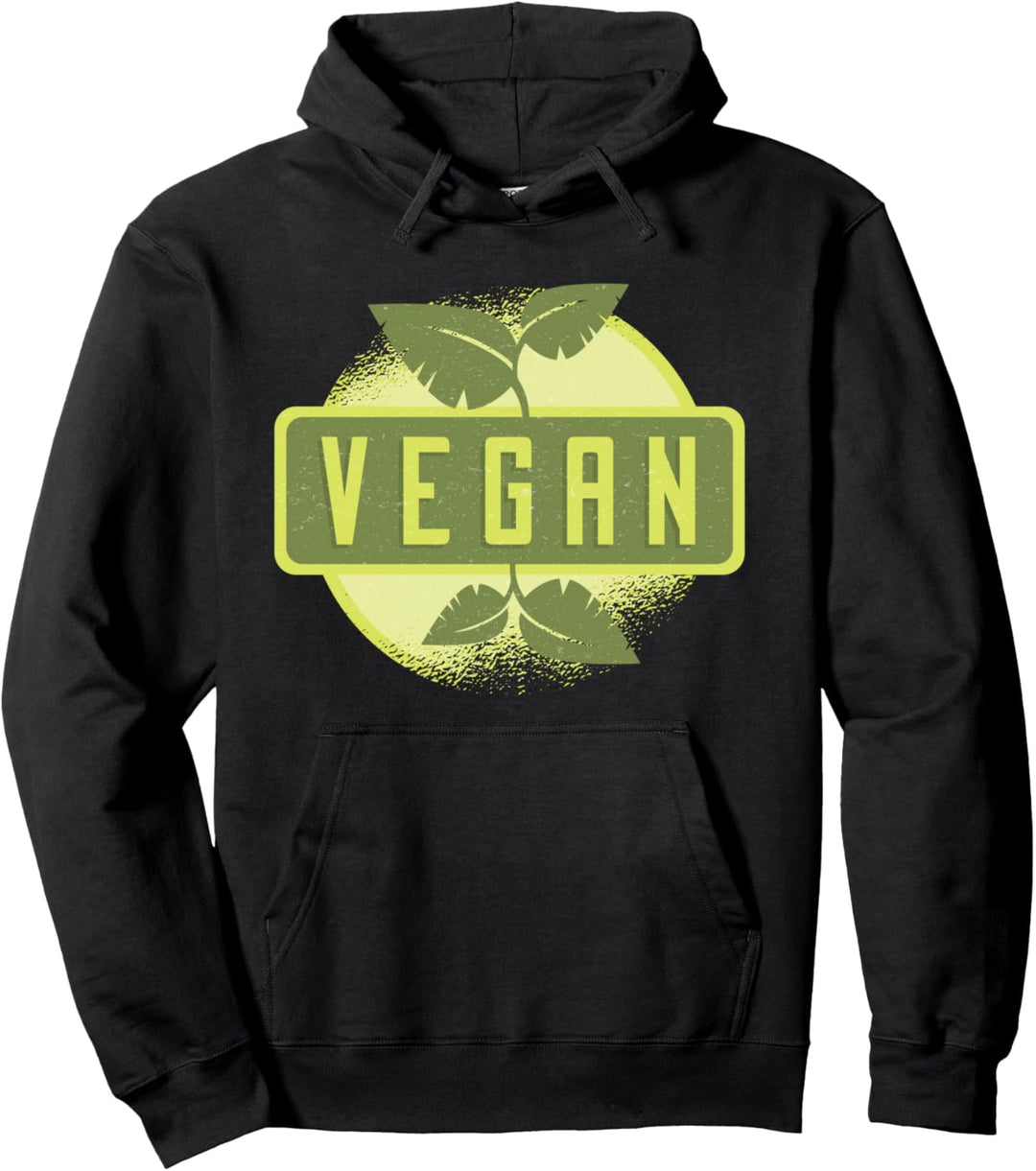 Vegan, grünes Vegetarier Symbol mit Pflanzen für Tierfreunde Pullover Hoodie
