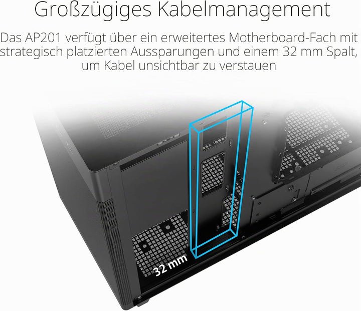 ASUS Prime AP201 MicroATX PC-Gehäuse (33 Liter, unterstützt 360-mm-Kühler, Grafikkarten bis 338 mm L