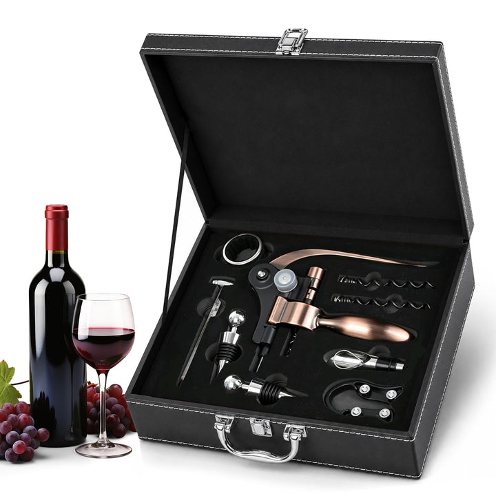 Korkenzieher Wein Set, Weinöffner Korkenzieher Sommelier Set Lederbox-bronze, Lederbox-bronze