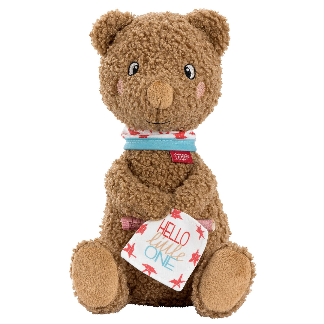 Fehn Kuscheltier Bär Fred Hello little One – Plüschtier & Einschlafhilfe | Stofftier als Spielkamera