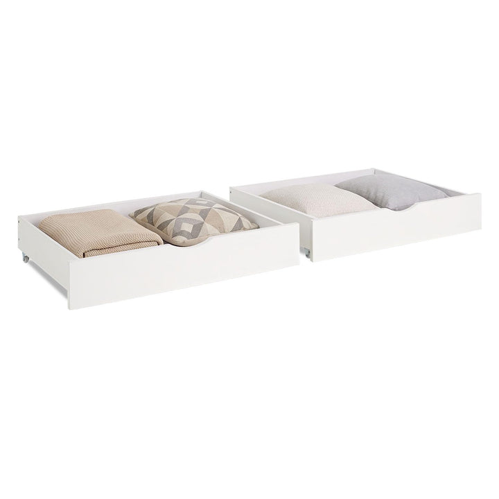 Homestyle4u Bettkasten 2er Set Holz Aufbewahrung mit Rollen, Bett Schublade Bettauszug Weiss