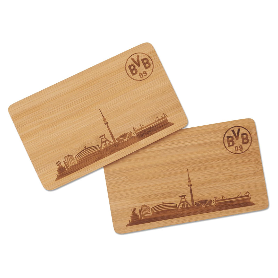 BVB Borussia Dortmund Frühstücksbrettchen - Holz -2er Set - FSC Holz, Holzfarbend