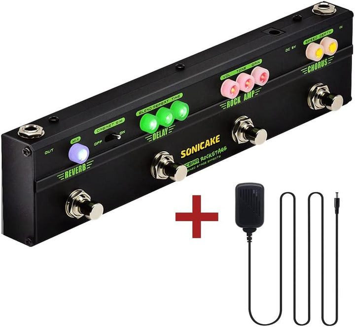 SONICAKE Gitarre Multi Effekte Pedal Classic Rock Tone Distortion Chorus Delay Reverb Cab Sim Gitarr