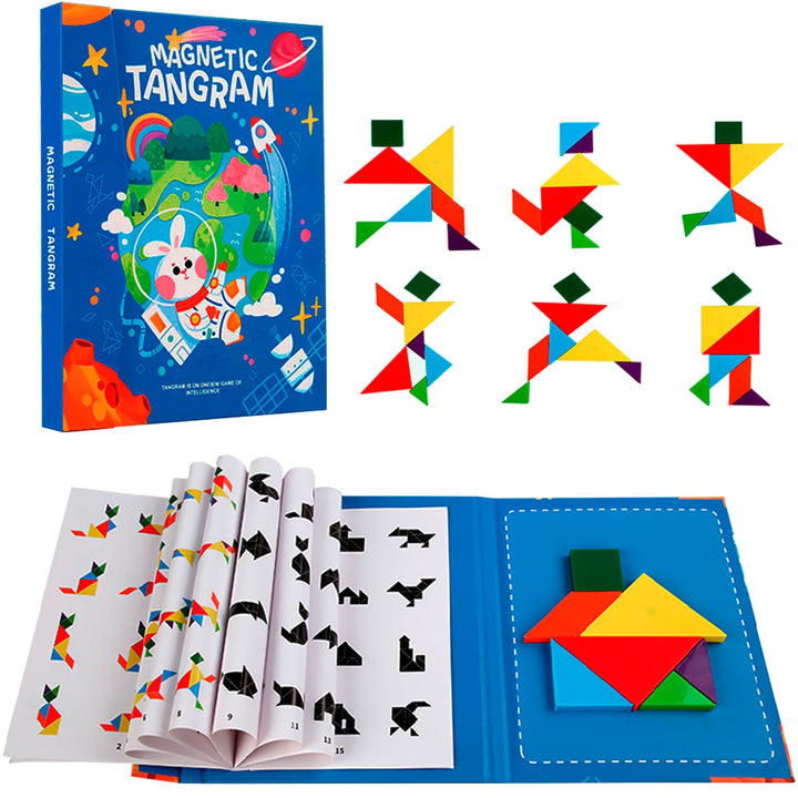 Tangram magnetisch für Kinder ab 3 Jahren – Montessori IQ Spiele & Lernspielzeug im Buchformat – Bes
