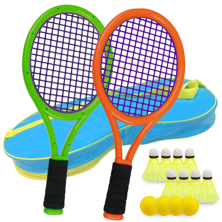 Federball Set Kinder,17 Zoll TennisschläGer Für Kinder,Tennis Setmit 8 Badminton Und 4 Softball Tief