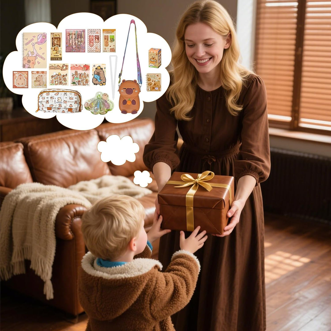 PQKL-party Capybara Federmäppchen Sachen Capybara Schreibwaren Set Schulsachen mit Stifte,80pcs Stic