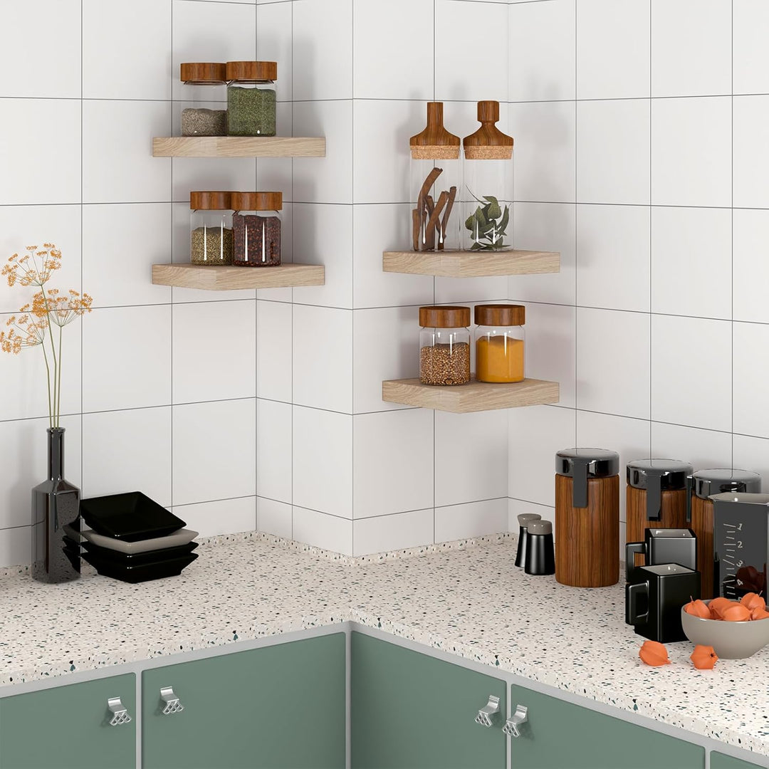 EUGAD Wandregal Wandboard 2er Set Hängeregal Holz Board Modern Eiche Gelb 25x23x3,8cm 0112QJ-2 Eiche