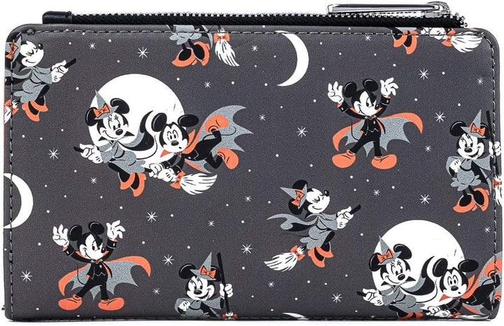 Loungefly Disney Mickey und Minnie Mouse All Over Print Halloween Flap Wallet