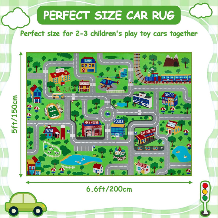 Capslpad Kinder Spielteppich 150x200cm Extra Grosse Stadtleben Teppich Auto Rennen Matte Bildung Ver