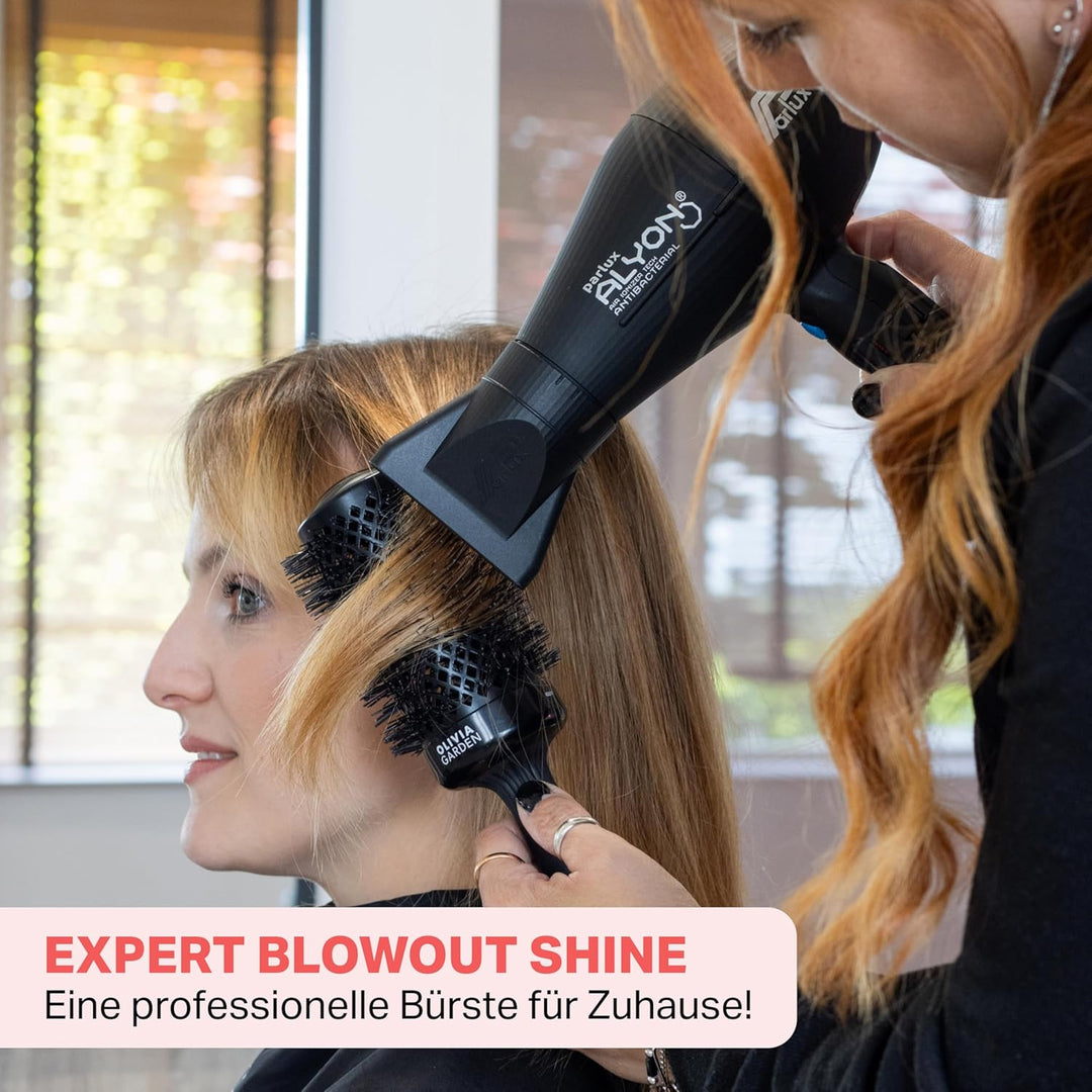 Olivia Garden Expert Blowout Shine – Schwarz - 55 - Runde, antistatische Keramikbürste für glänzende