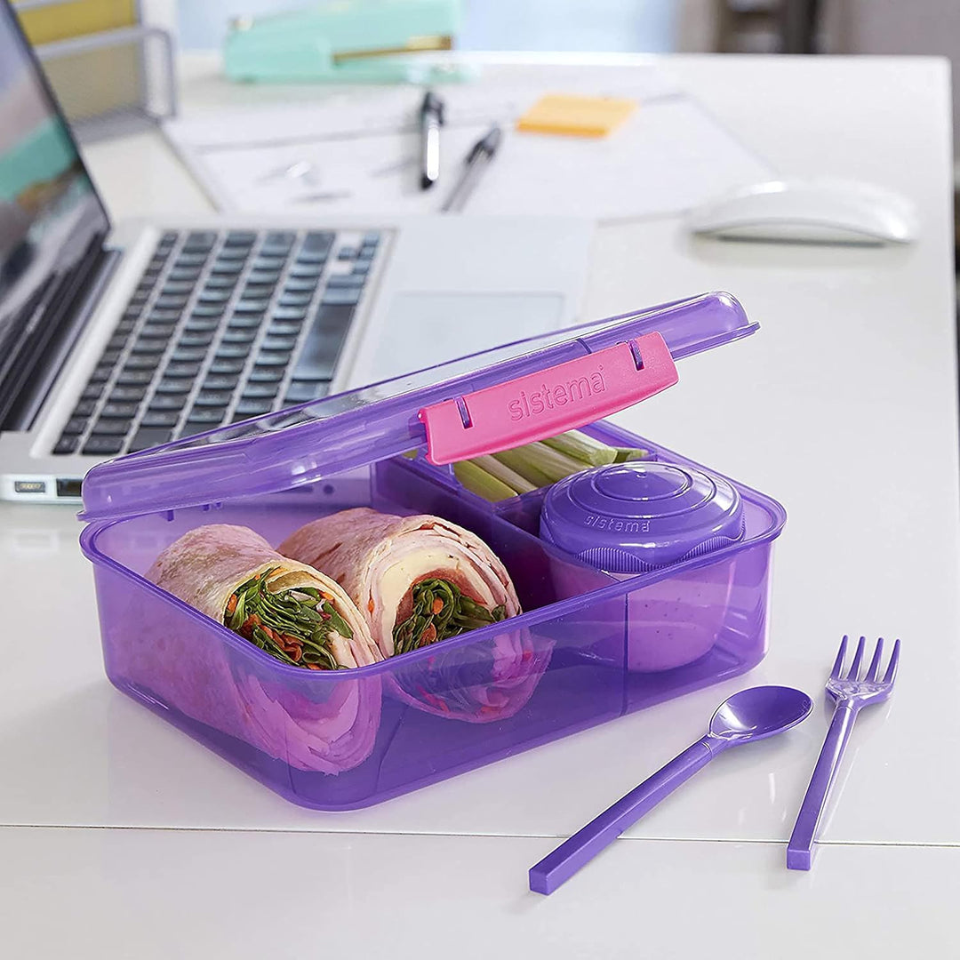 Sistema Bento Box TO GO Brotdose Kinder mit Fächern | 1,25 L Lunchbox mit auslaufsicherem Joghurt-/F