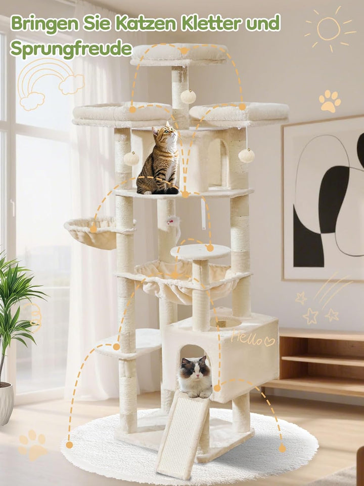 Taoqimiao 193cm Kratzbaum XXL, Grosser Katzenbaum Für Grosse Katzen, MS047M | 3 Grosse Plattform, Ka